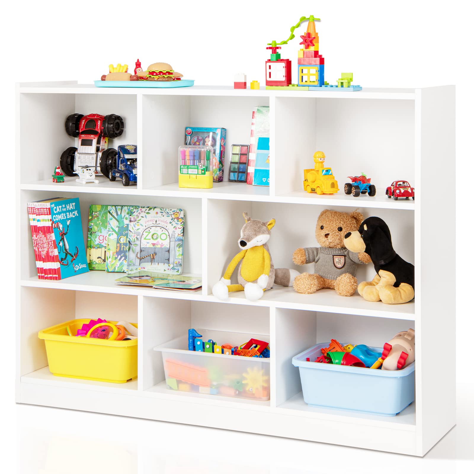 Montessori Shelf Toy - Estante de Livros com 3 Prateleiras,