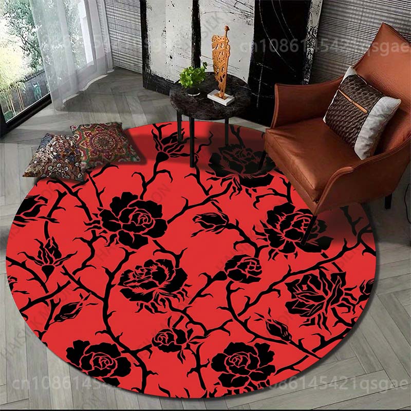 Multiplication Table Mat - Tapete redondo com estampa de rosas