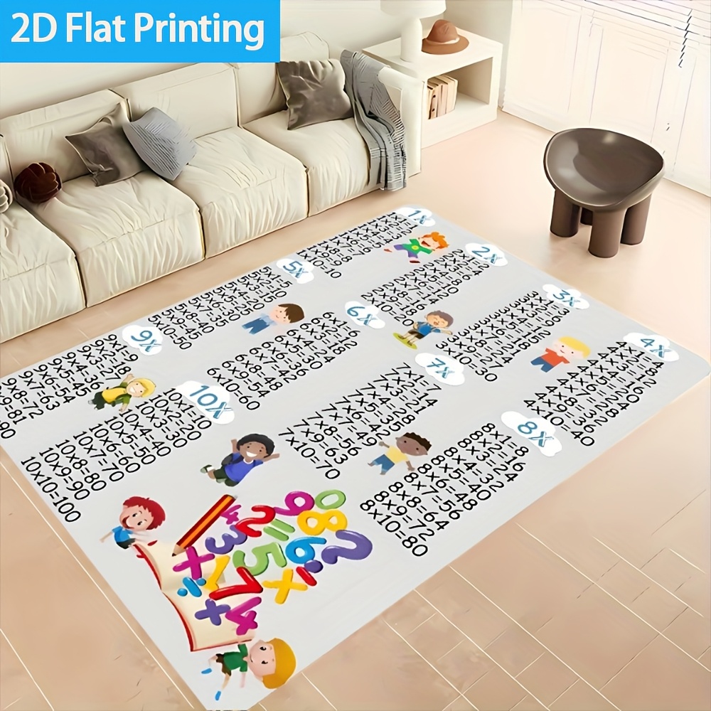 Multiplication Table Mat - Tapete Colorido com Estampa de Tabuada,