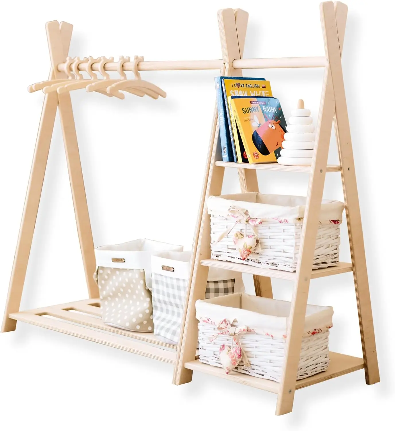 Montessori Shelf Toy - Armazenamento de Brinquedos + Guarda-Roupa Montessori,